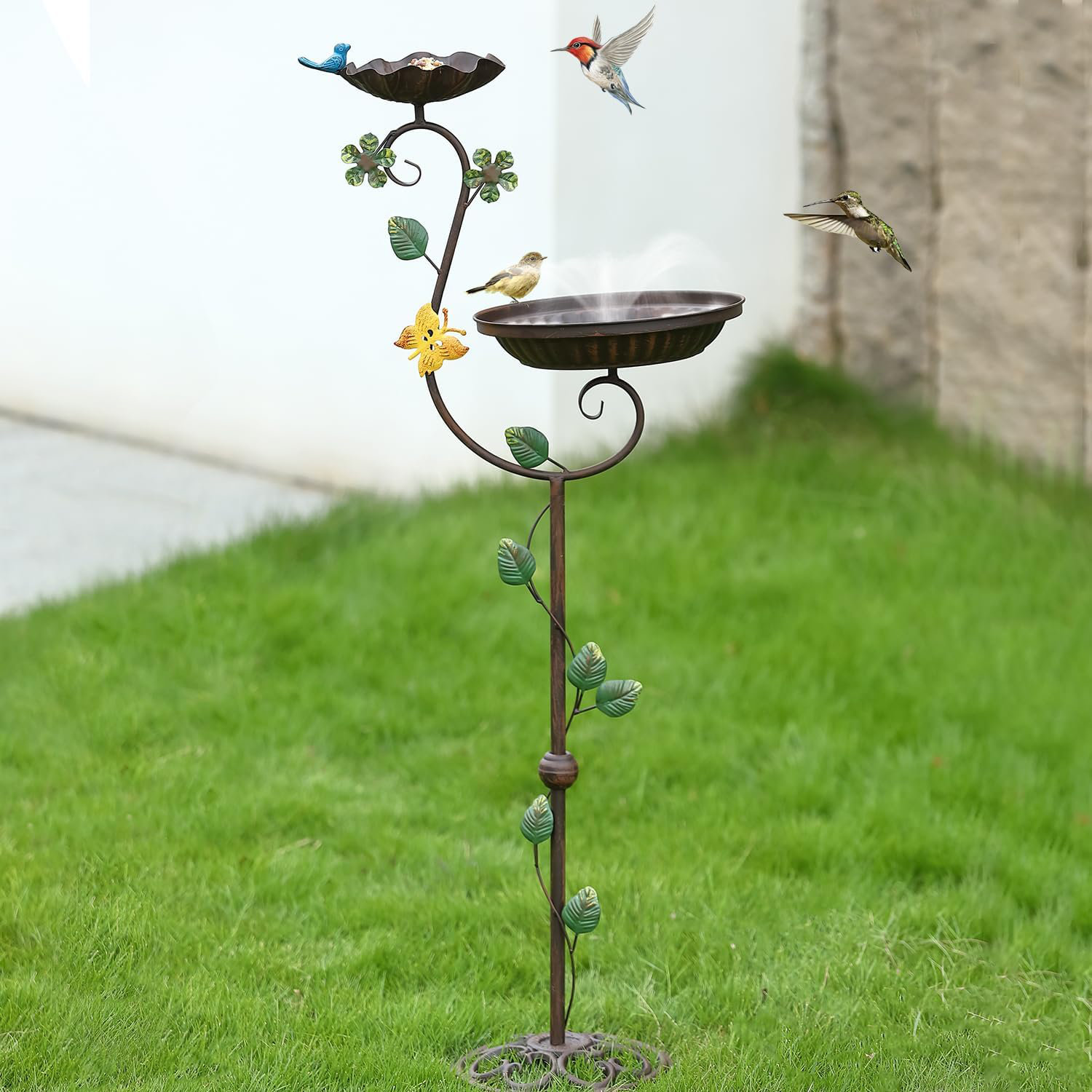 Wildon Home® Emilina Metal Bird Baths for Outdoors 44" Height Cast Iron ...